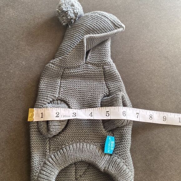 Dog or Cat Knitted Sweater Gray Hoodie with Pom & Star Design Size S NWT - Picture 7 of 8